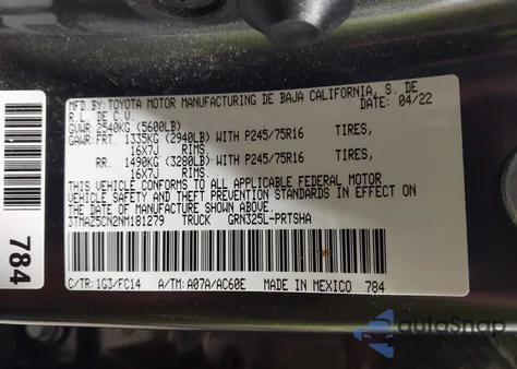 2022 Toyota Tacoma Sr5 V6 из США, поврежденный, VIN 3TMAZ5CN2NM181279